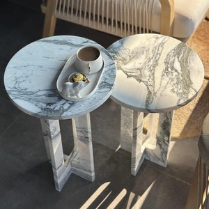 Calacatta Marble Side Table, Marble End Table, Marble Nesting Table, Calacatta Viola Marble Coffee Table, Coffee Table With Marble
