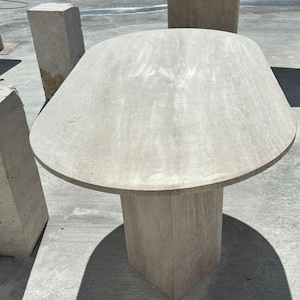 Travertine Dining Table Oval Kitchen Travertine Table Natural Stone Beige Table with Travertine Legs