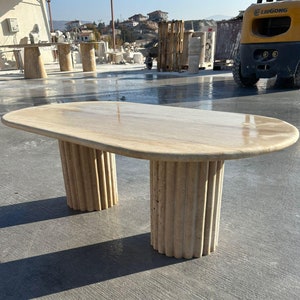 Travertine Dining Table, Natural Marble Stone Table, Outdoor Table, Office Table, Custom Handmade White Marble Table