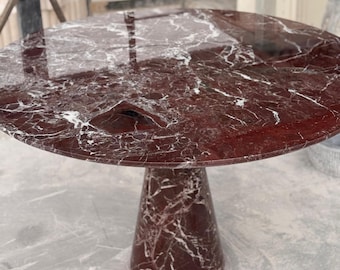 Rosso Levanto Marble Dining Table - Round Burgundy Kitchen Table