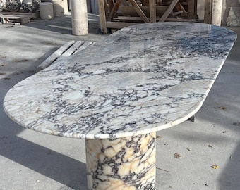 Huge Calacatta Viola Meeting Table - Marble Dining Table - Handmade Natural Veined Custom Design