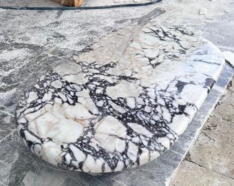 Calacatta Viola Marble Coffee Table, Oval Side Table, Custom Living Room Decor