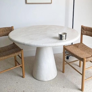 Round Travertine Kitchen Table - White Travertine Marble Dining Table - Natural Stone Travertine Table - Custom Round Travertine Table