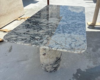 Custom Calacatta Viola Marble Dining Table, Italian Stone, Oval or Rectangular