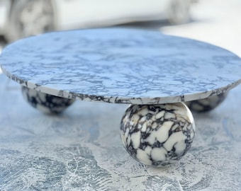 Calacatta Viola Marble Coffee Table, Round Side Table, Handmade
