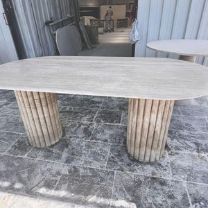 Living Room Modern Travertine Dining Table - Marble Stone Vintage Table - Natural Travertine Marble Table - Handmade Luxury Table