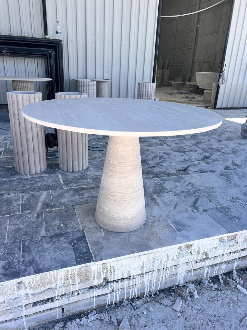Travertine Kitchen Round Table - Marble Stone Coffee Table - Travertine Marble Decor - Etsy