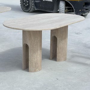 Custom Travertine Special Design Table, Travertine Stone Dining Table, Living Room Beige Marble Table, Office Table