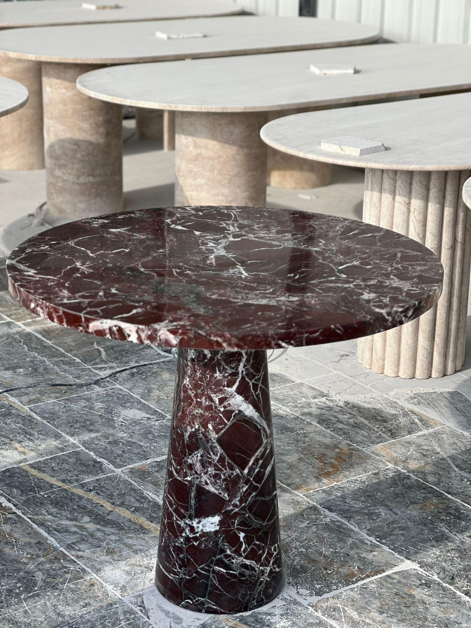 Rosso Levanto Marble Dining Table – Round Red Stone Table (36" Diameter ...
