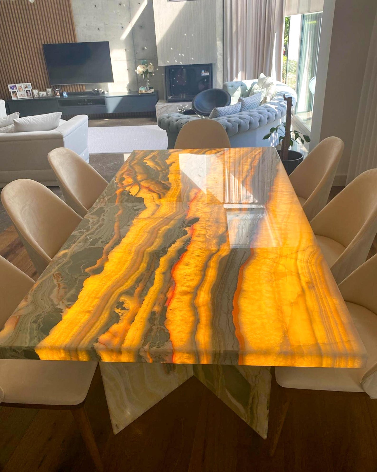 Custom Onyx Marble Dining Table: Translucent Natural Stone - Etsy