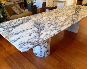 Rechthoekige eettafel Calacatta-altvioolmarmer - handgemaakte natuurlijke eettafel