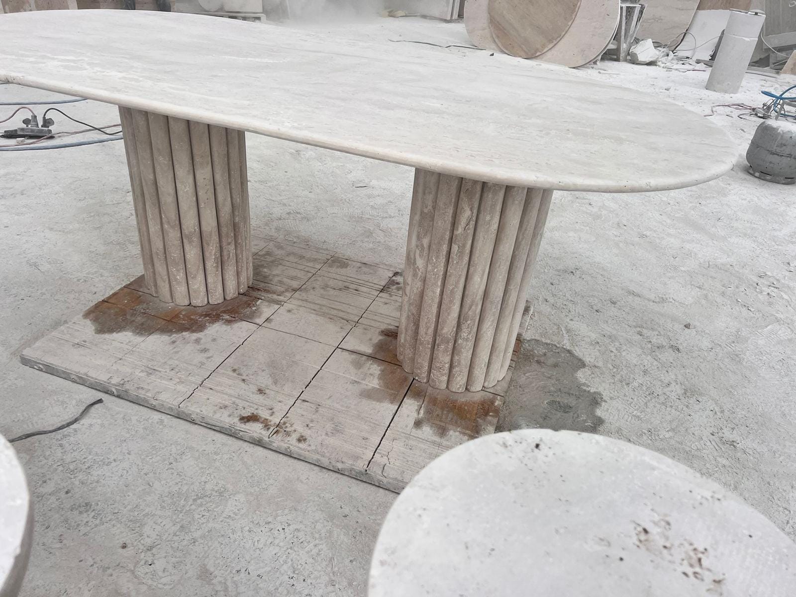 View of Marble & Travertine Dining Table - Etsy
