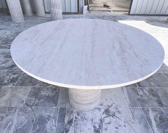 Round Travertine Coffee Table Top – Custom Natural Stone Dining Table