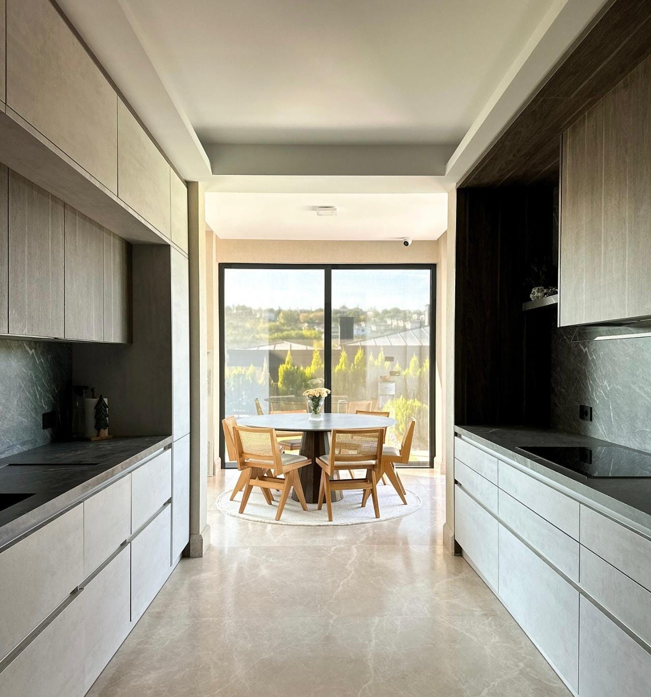 Custom Round Travertine Marble Dining Table – Natural Stone Kitchen ...