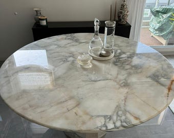 Calacatta Marble Round Dining Table: Custom Kitchen Table