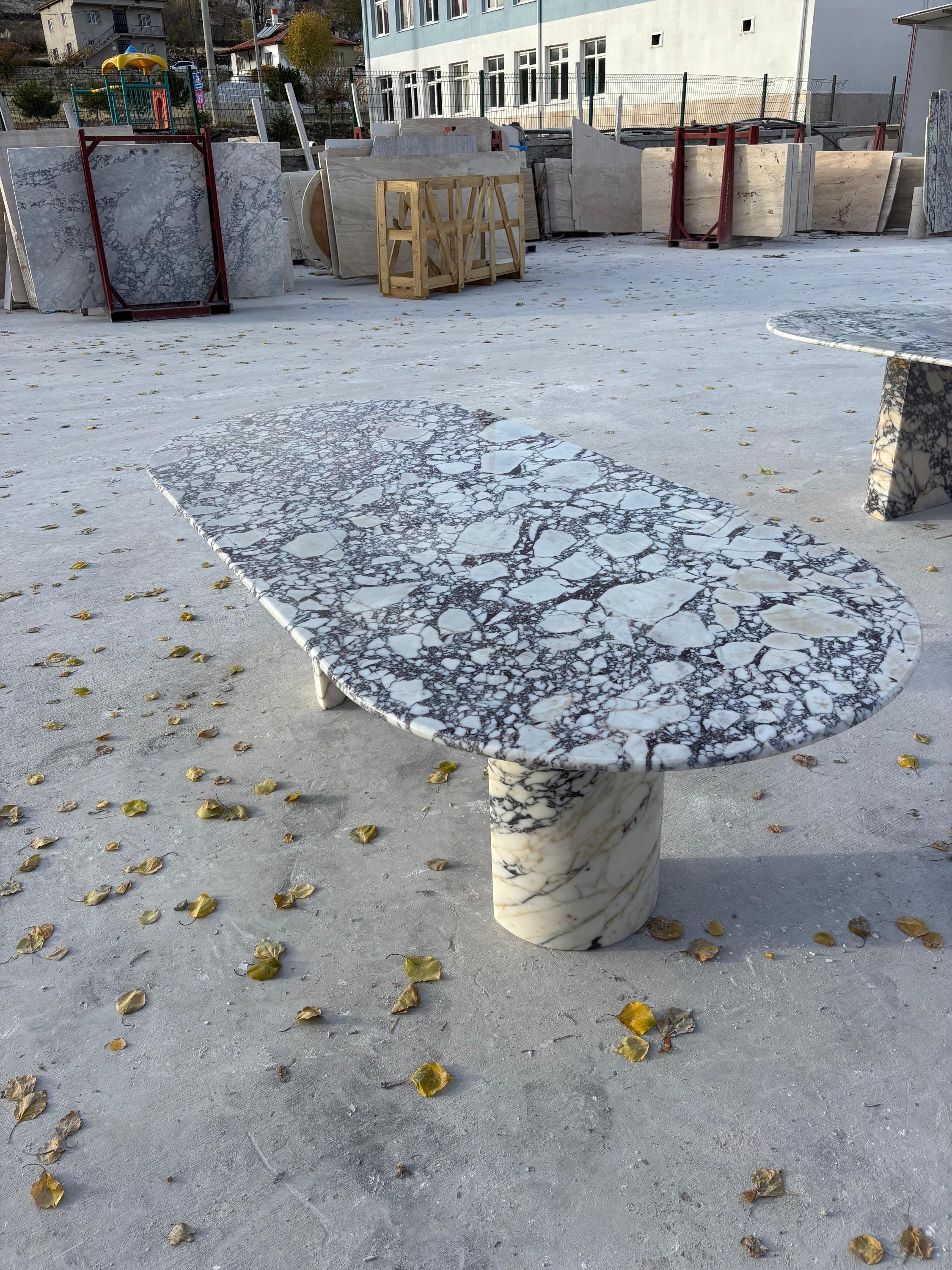 Oval Marble Dining Table - Calacatta Viola Office Meeting Desk ...