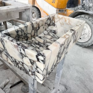Calacatta Viola Marble Sink - Bathroom Marble Sink - Viola Marble - Solid Marble Bathroom Sink - Wall Mounted Marble Sink