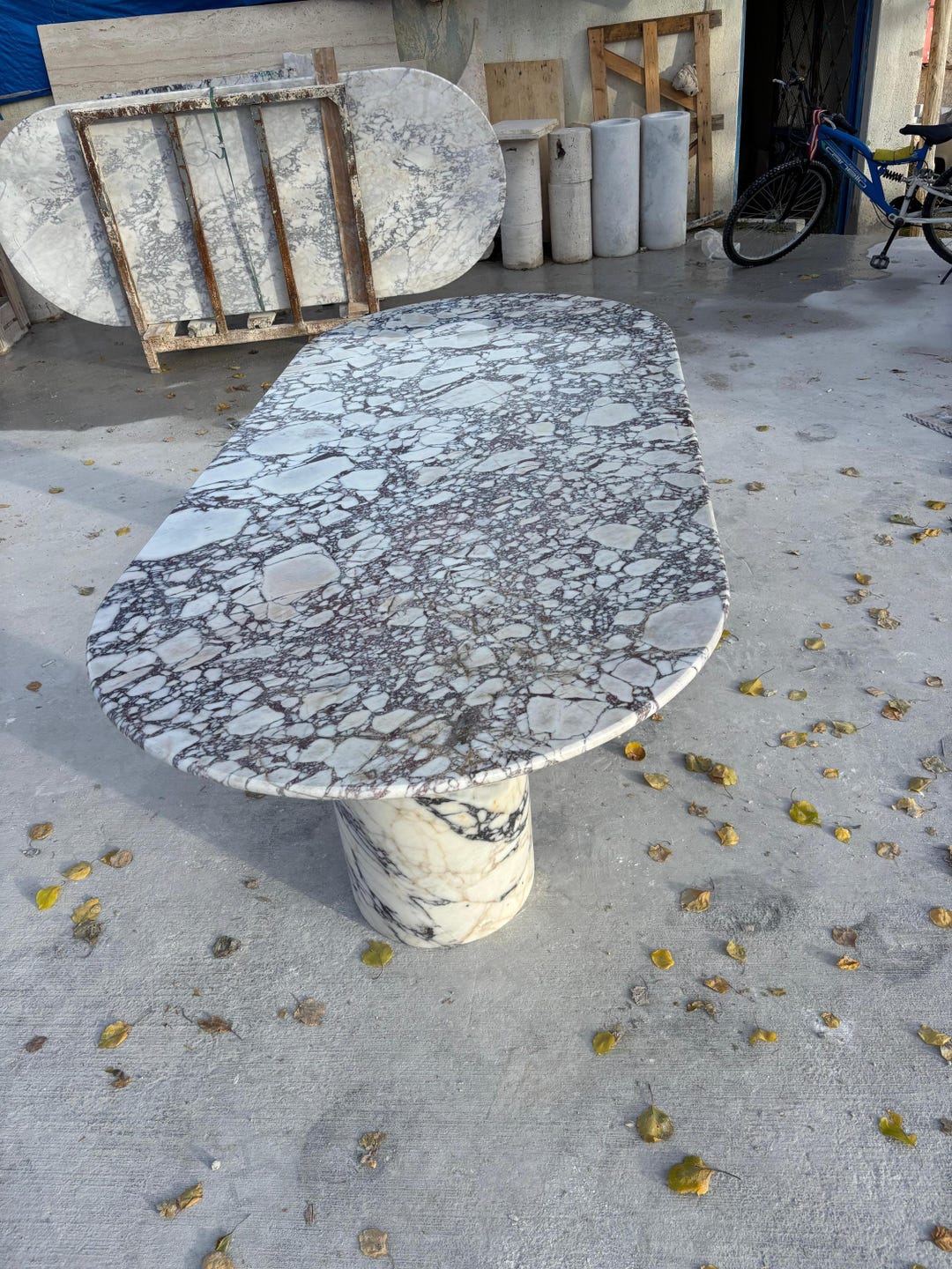 Oval Marble Dining Table - Calacatta Viola Office Meeting Desk ...