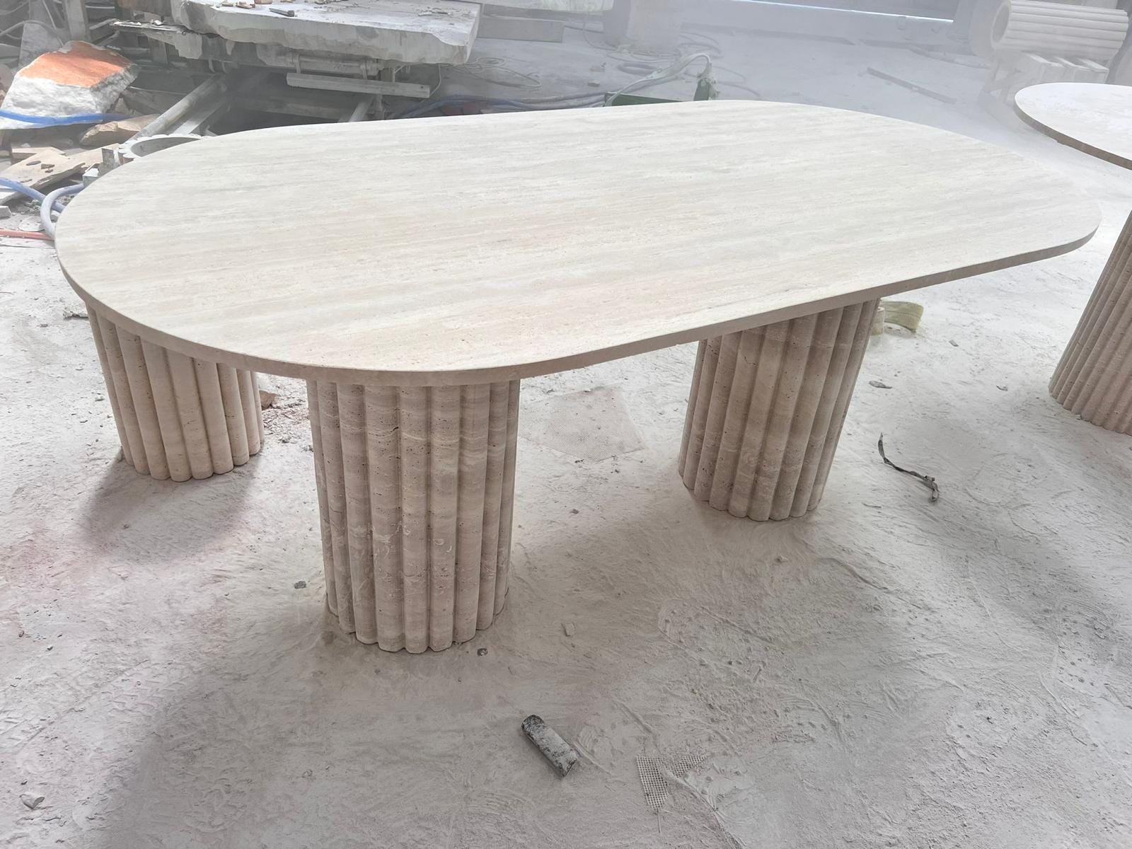 Marble & Travertine Dining Table - Etsy