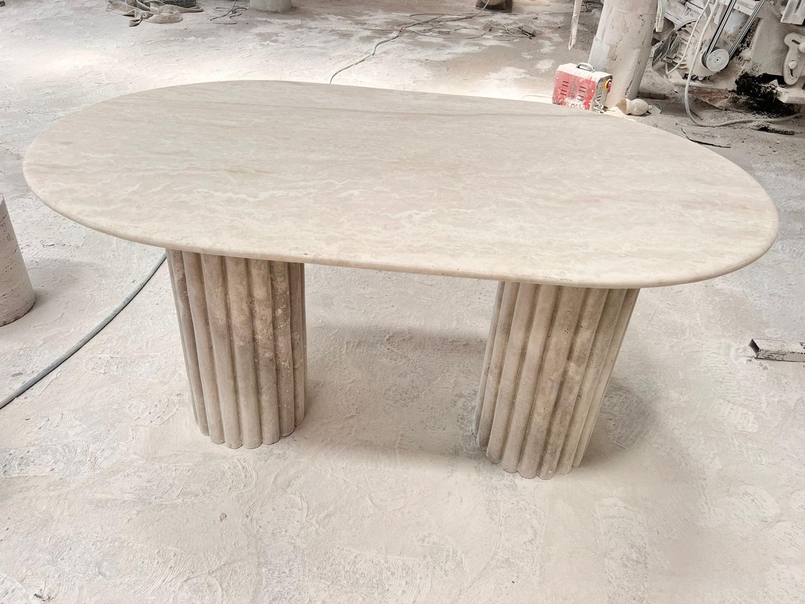 Marble & Travertine Dining Table - Etsy - Marble And Travertine Table Tops