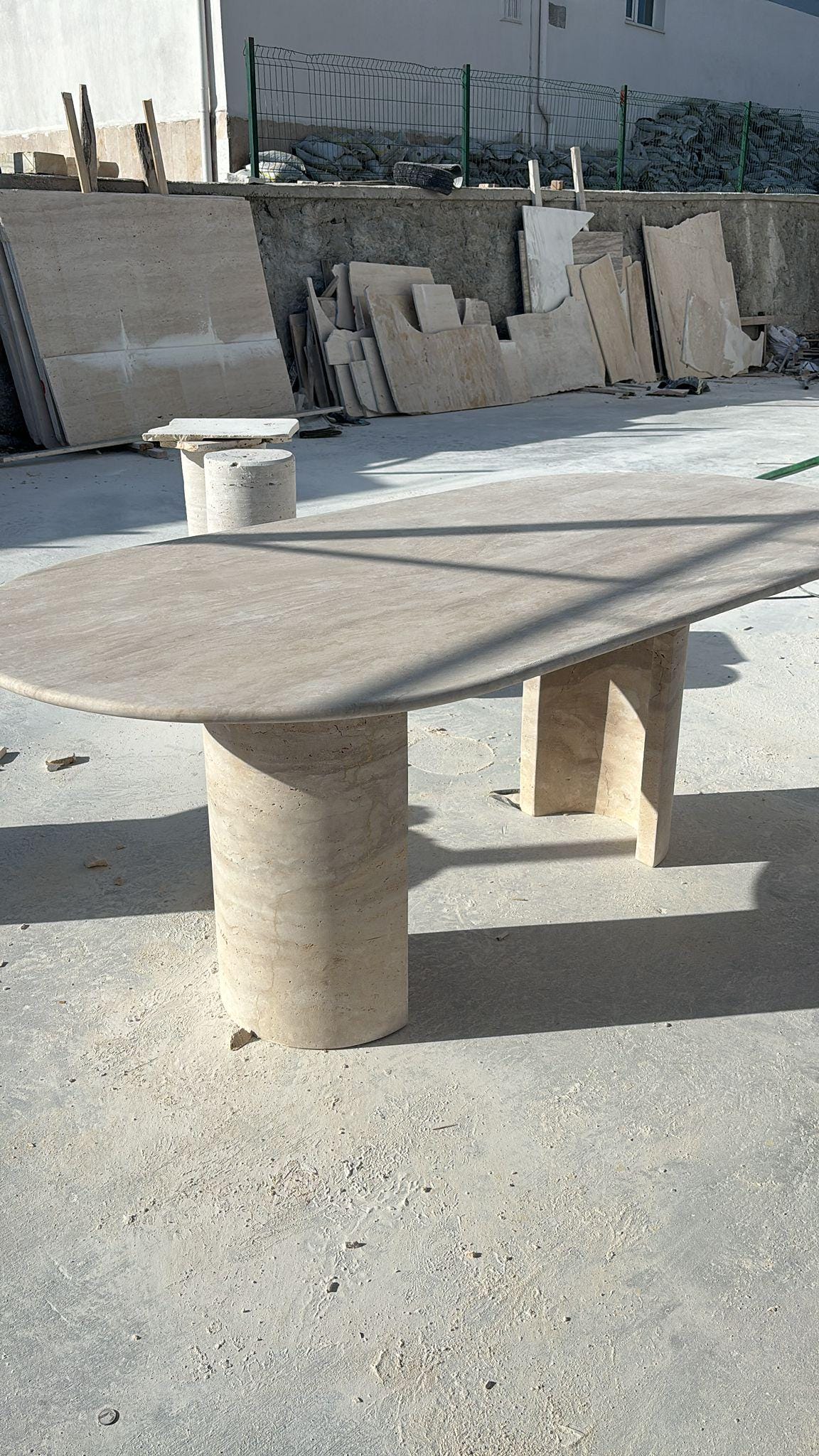 Oval Travertine Dining Table, Natural Stone Kitchen Table - Etsy