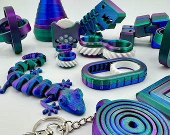 Conjunto de juguetes sensoriales metálicos impresos en 3D: alivio del TDAH, autismo y ansiedad