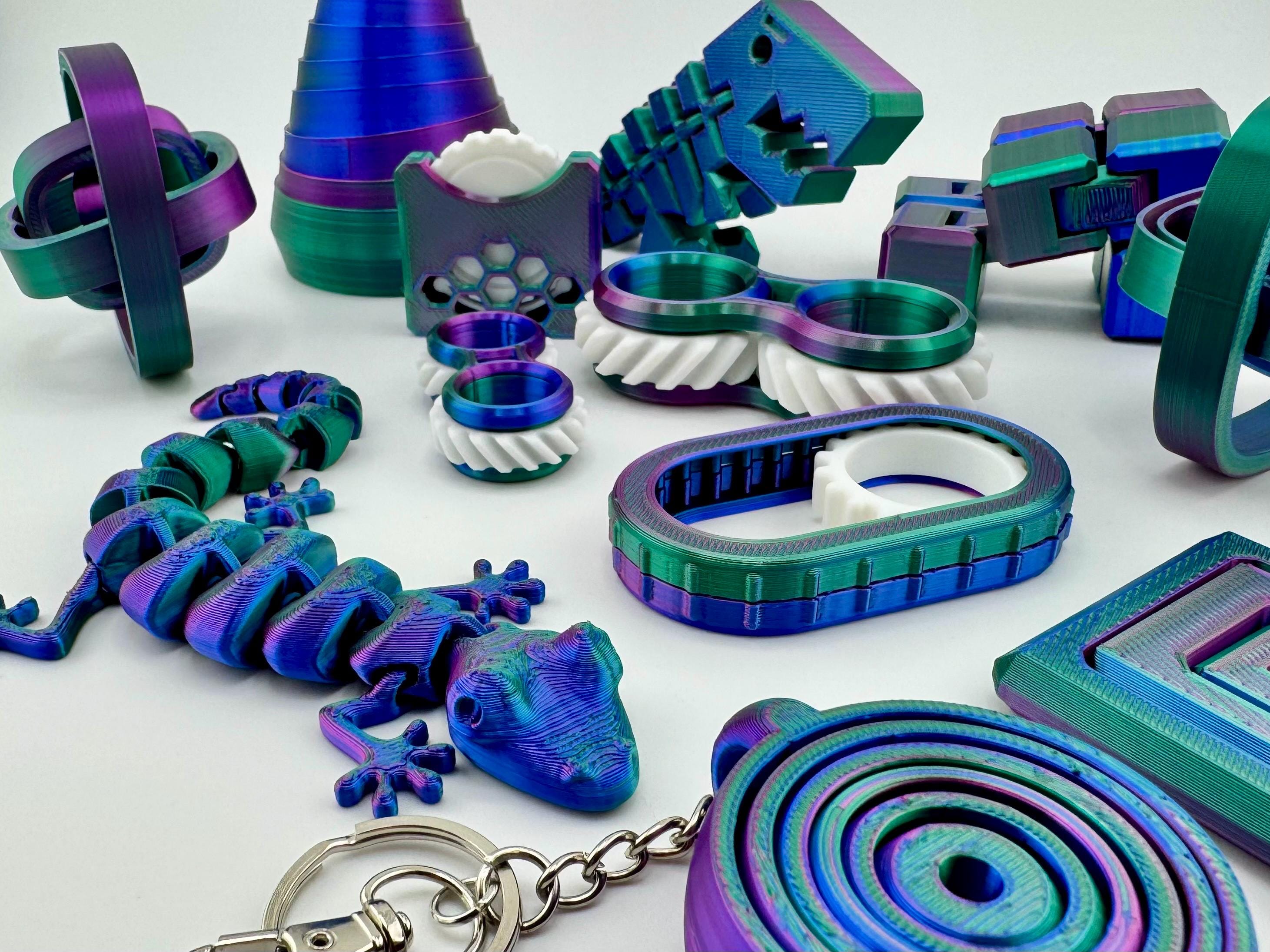 Metallic 3D Printed Sensory Fidget Bundle - ADHD Autism Anxiety Relief ...