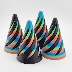 Twisty Spiral Fidget Cone – Colourful 3D Printed Desk Gadget for Stress Relief and Focus