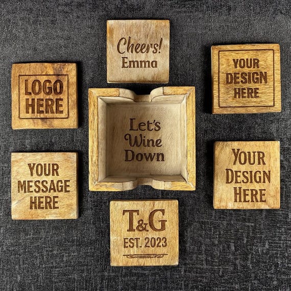 Sous-verre en bois personnalisé anniversaire, mariage, premier Noël