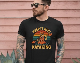 Funny Kayaking T-Shirt, Retro Sunset Kayaker Gift for Dad