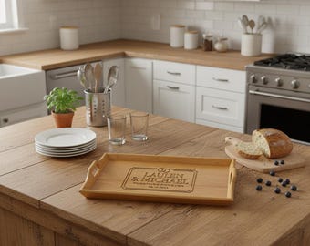 Personalized Engraved Bamboo Serving Tray, Wedding Gift