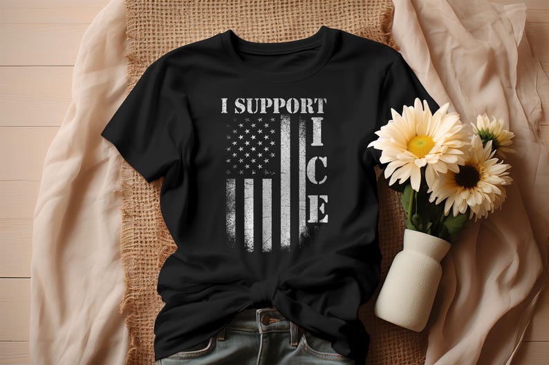 I Support ICE T-shirt: Distressed US Flag Patriotic Tee - Etsy