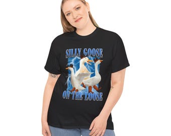 Koszulka z memem Silly Goose: Dziwaczna koszulka z grafiką „Cowboy Duck”