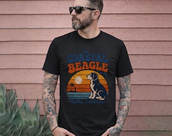 Retro Coastal Beagle Unisex Heavy Cotton T-Shirt Malibu California Vintage Graphic Tee