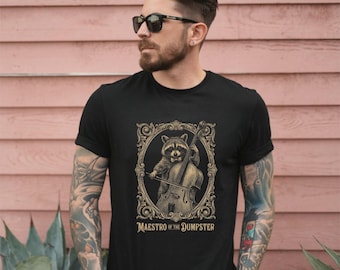 Maestro of the Dumpster Shirt, Funny Raccoon Cello Tee, Vintage Double Bass Graphic