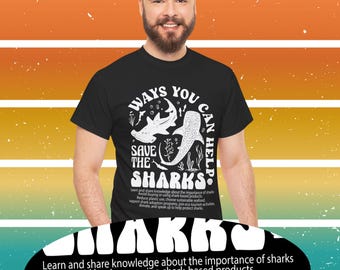 Save The Sharks Retro Tee: Ocean Conservation Activist Shirt