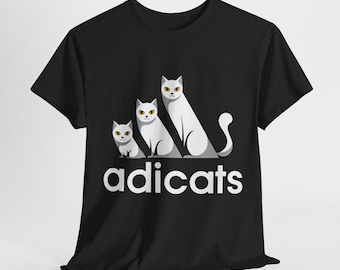 Adicats Lustiges Katzen T-Shirt: Parodie Logo, Geschenk Katzenliebhaber