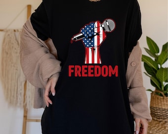 Vrijheid van meningsuiting Comfort kleuren T-shirt: patriottische vlag van de VS