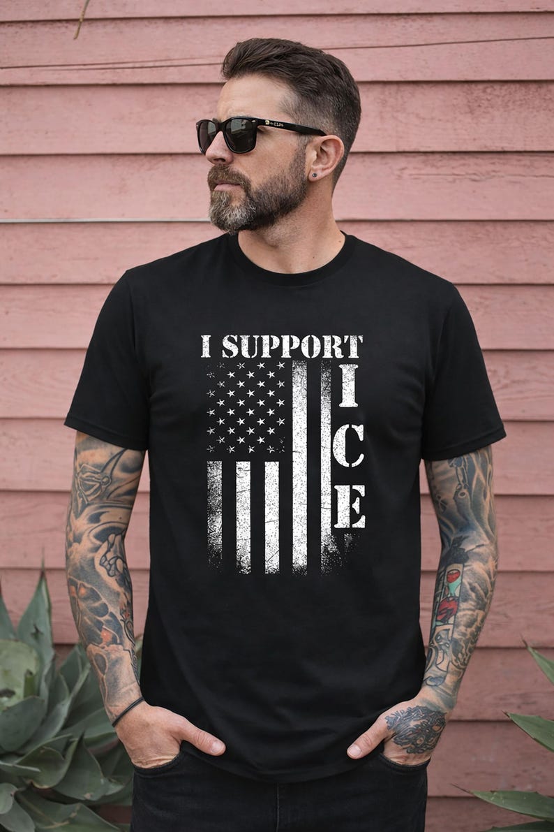 I Support ICE T-shirt: Distressed US Flag Patriotic Tee - Etsy
