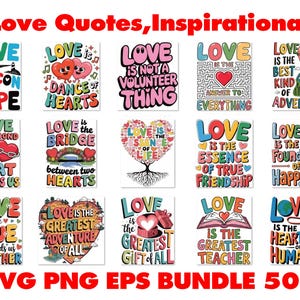 Love Quotes SVG Bundle: Romance Sayings, Couples Designs (Digital Files)