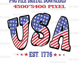 Patriotic USA 1776 PNG: 4. Juli Sublimationsdesign (Digitaler Download)