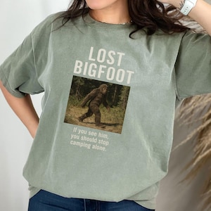 Funny Bigfoot T-Shirt: Lost Sasquatch, Cryptid Hunter - Comfort Colors Tee