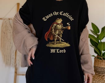 Medieval Frog Knight Coffee Shirt Comfort Colors Tee Funny Fantasy RPG Lover Gift