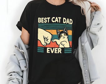 Retro Cat Dad Ever T-Shirt, Vintage Style Pet Lover Gift