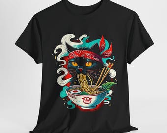 Neko Ramen Cat T-Shirt: Kawaii Anime Japanese Foodie Tee