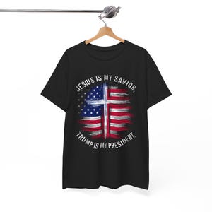 Christian Conservative T-Shirt: Jesus, Trump, USA Flag
