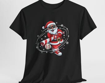 Funny Santa Baseball Shirt, Christmas Sports Apparel