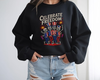 Patriotic Skeleton 4th of July Tee: Funny Independence Day USA Shirt