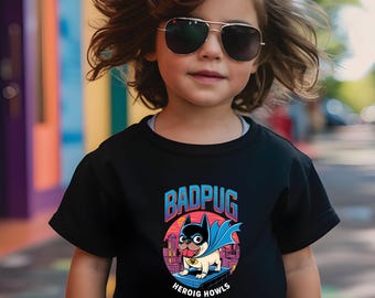Funny Pug Superhero T-Shirt: BADPUG Cartoon Dog Lover Tee