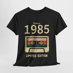 1985 40th Birthday Shirt, Made in 1985 Limited Edition Tee, Retro Cassette Unisex Heavy Cotton Gift, Vintage 80s Music Lover T-Shirt